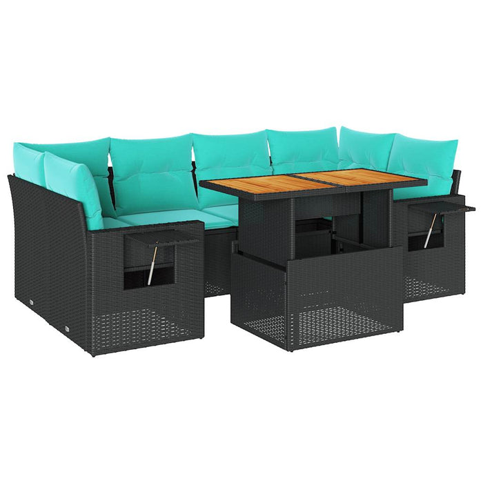Set canapele de grădină cu perne, 7 piese, negru, poliratan - WALTI WALTI