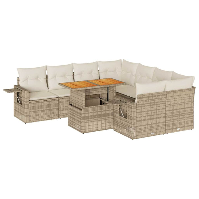 Set canapele de grădină, 9 piese, cu perne, bej, poliratan - WALTI WALTI