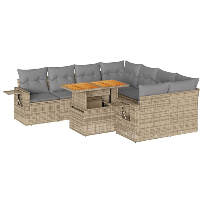Set canapele de grădină, 9 piese, cu perne, bej, poliratan - WALTI WALTI