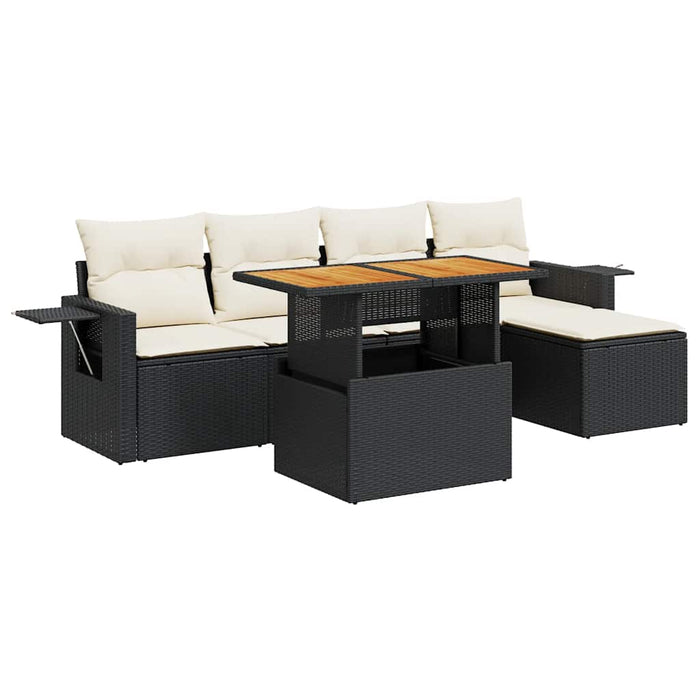 Set mobilier de grădină cu perne, 6 piese, negru, poliratan - WALTI WALTI
