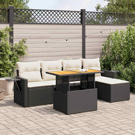 Set mobilier de grădină cu perne, 6 piese, negru, poliratan - WALTI WALTI