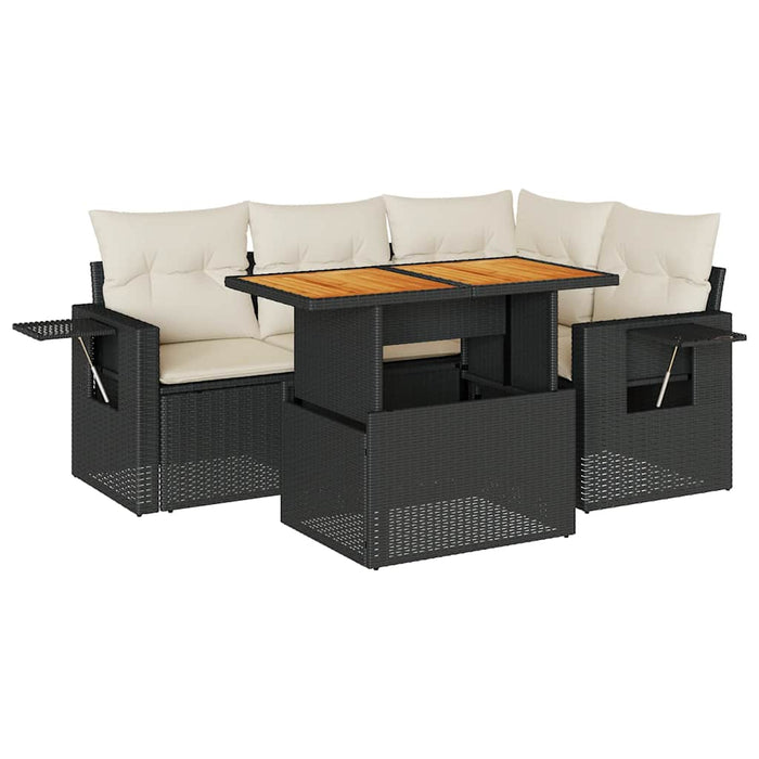 Set mobilier de grădină cu perne, 5 piese, negru, poliratan - WALTI WALTI