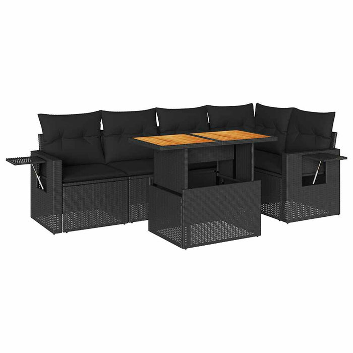 Set mobilier de grădină cu perne, 6 piese, negru, poliratan - WALTI WALTI