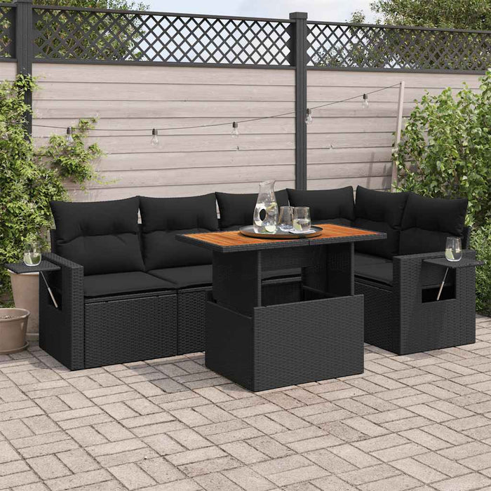 Set mobilier de grădină cu perne, 6 piese, negru, poliratan - WALTI WALTI