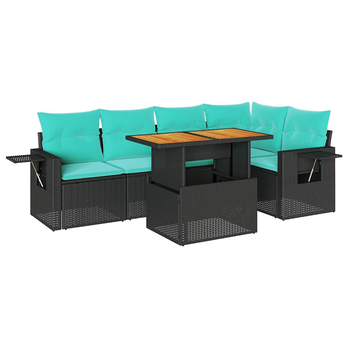 Set mobilier de grădină cu perne, 6 piese, negru, poliratan - WALTI WALTI