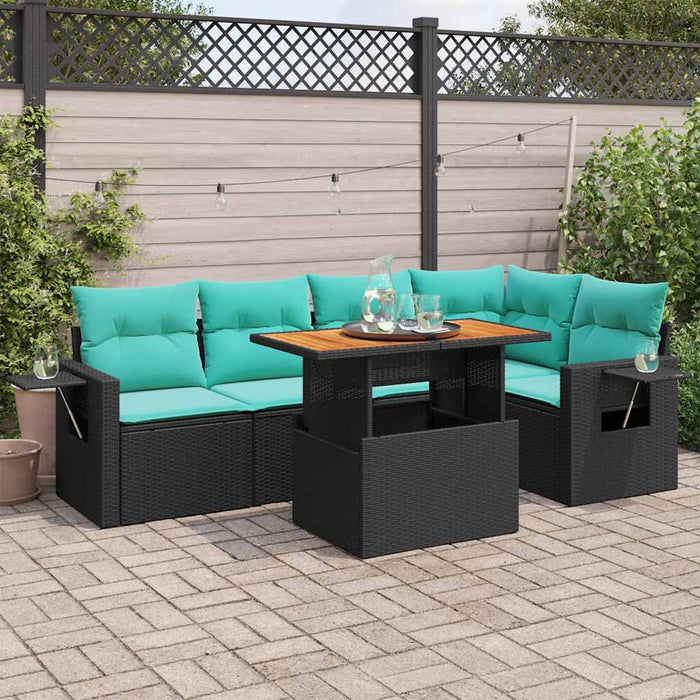 Set mobilier de grădină cu perne, 6 piese, negru, poliratan - WALTI WALTI