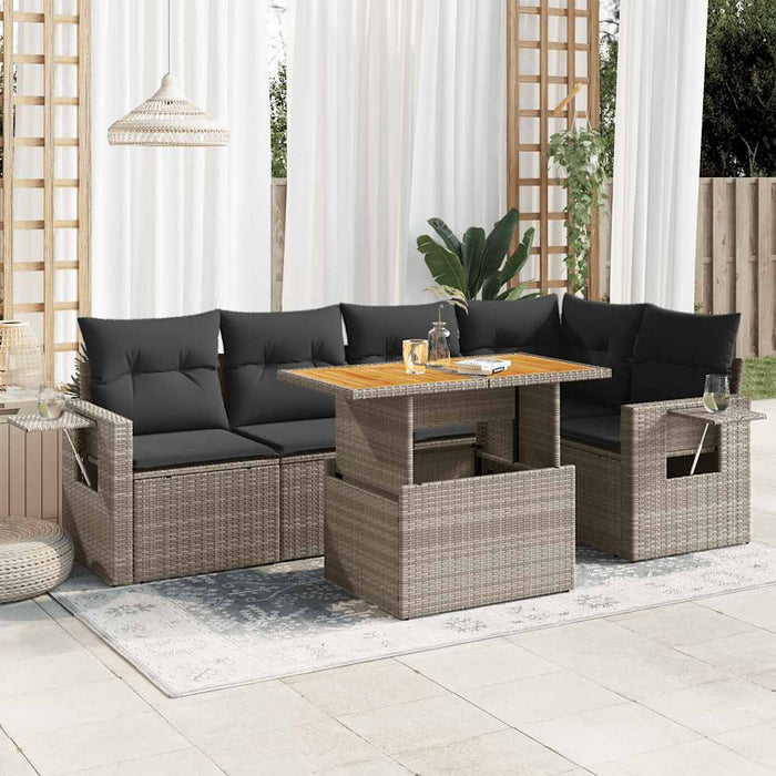 Set mobilier grădină cu perne, 6 piese, gri, poliratan - WALTI WALTI