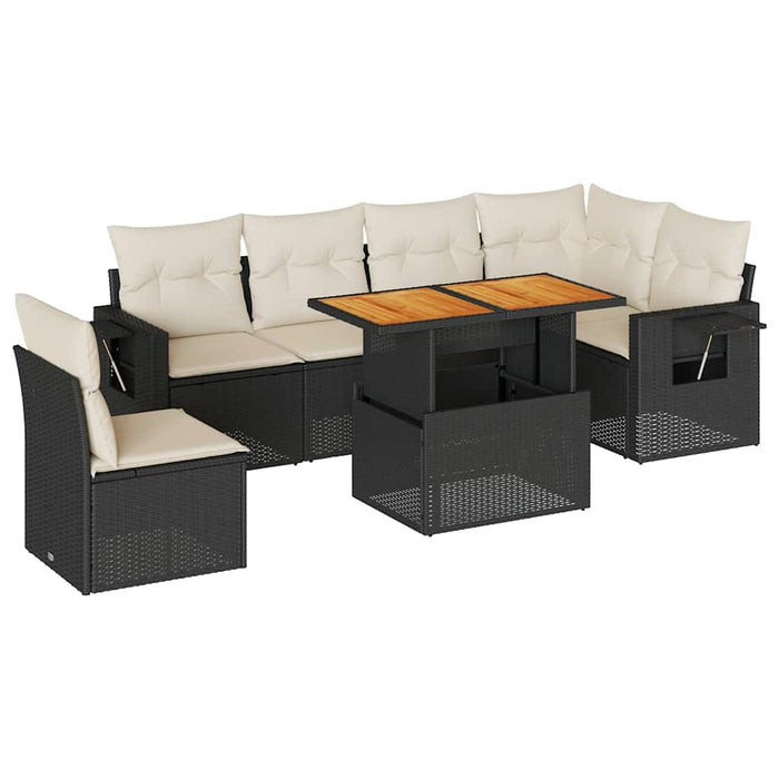 Set canapele de grădină cu perne, 7 piese, negru, poliratan - WALTI WALTI