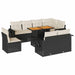 Set mobilier de grădină cu perne, 9 piese, negru, poliratan - WALTI WALTI