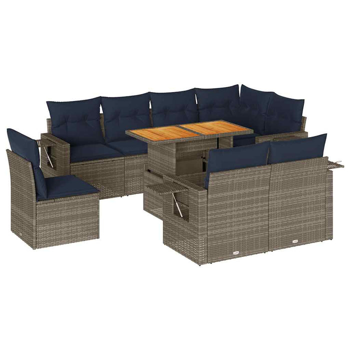 Set canapele de grădină, 9 piese, cu perne, gri, poliratan - WALTI WALTI