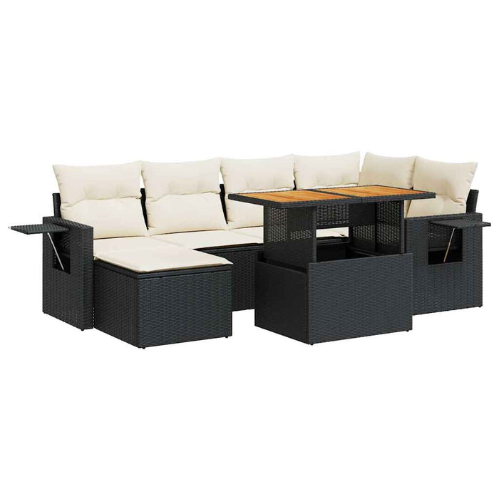 Set canapele de grădină cu perne, 7 piese, negru, poliratan - WALTI WALTI