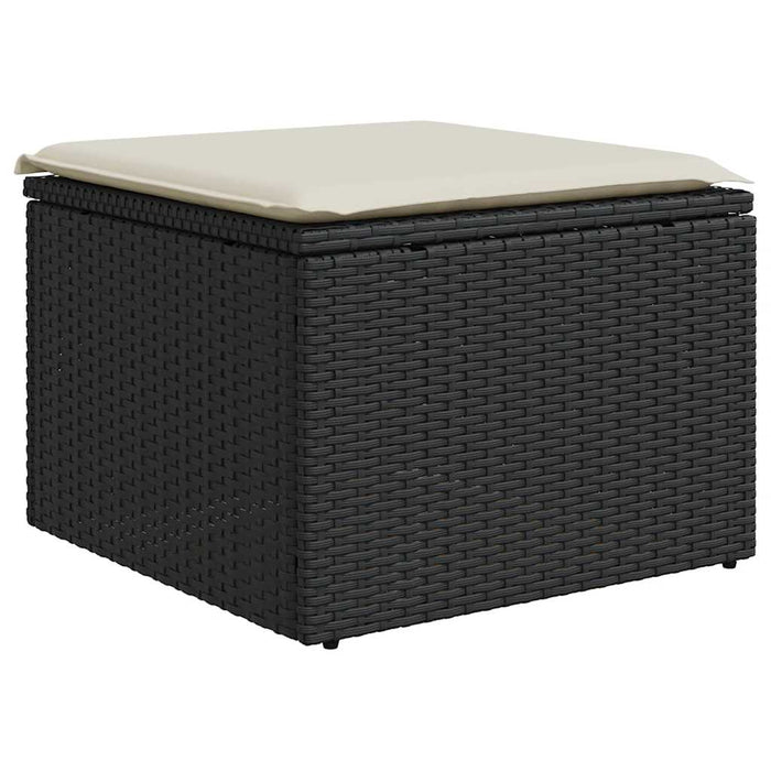 Set mobilier de grădină cu perne, 8 piese, negru, poliratan WALTI