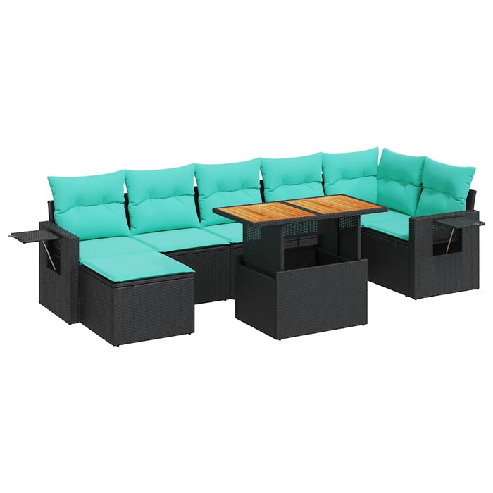 Set mobilier de grădină cu perne, 8 piese, negru, poliratan - WALTI WALTI