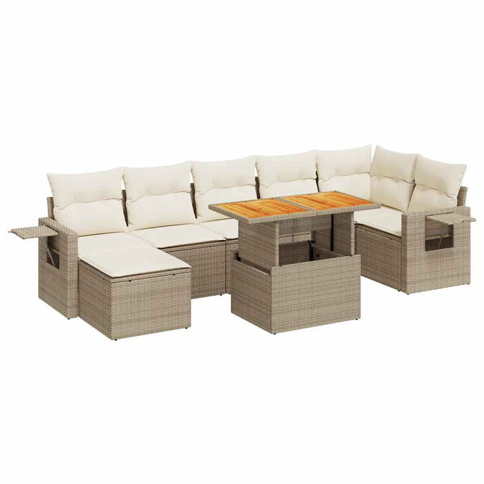 Set canapele de grădină, 8 piese, cu perne, bej, poliratan - WALTI WALTI