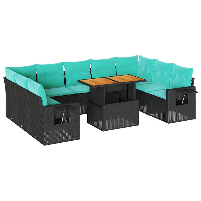 Set canapele de grădină cu perne, 10 piese, negru, poliratan - WALTI WALTI