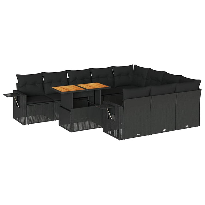 Set canapele de grădină cu perne, 11 piese, negru, poliratan - WALTI WALTI