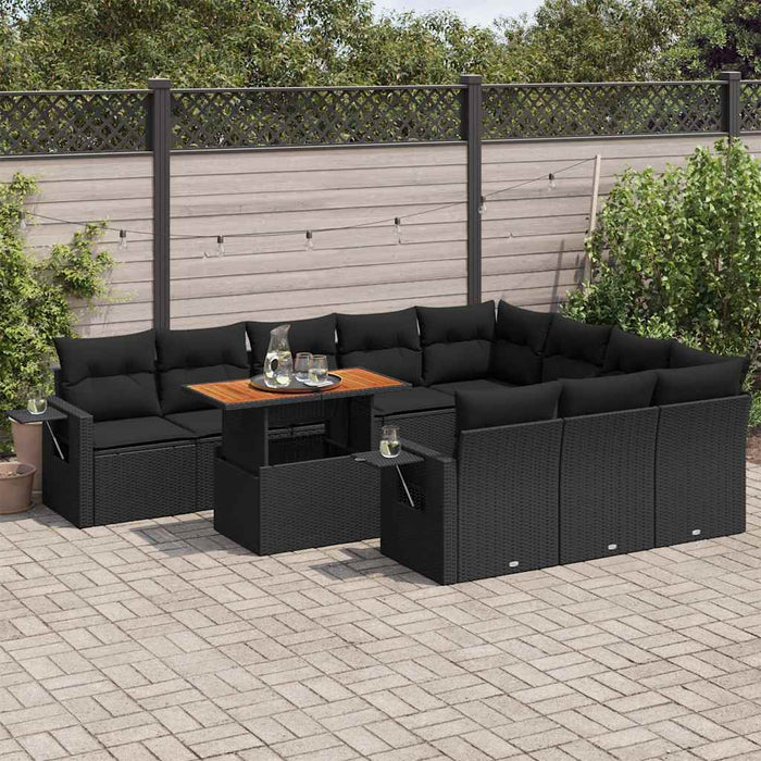 Set canapele de grădină cu perne, 11 piese, negru, poliratan - WALTI WALTI