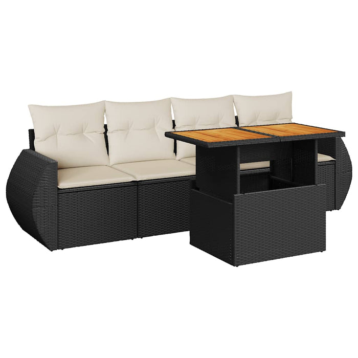 Set mobilier de grădină cu perne, 5 piese, negru, poliratan - WALTI WALTI