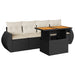 Set mobilier de grădină cu perne, 5 piese, negru, poliratan - WALTI WALTI
