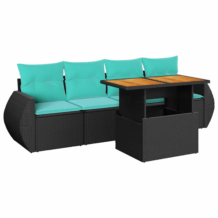 Set mobilier de grădină cu perne, 5 piese, negru, poliratan - WALTI WALTI