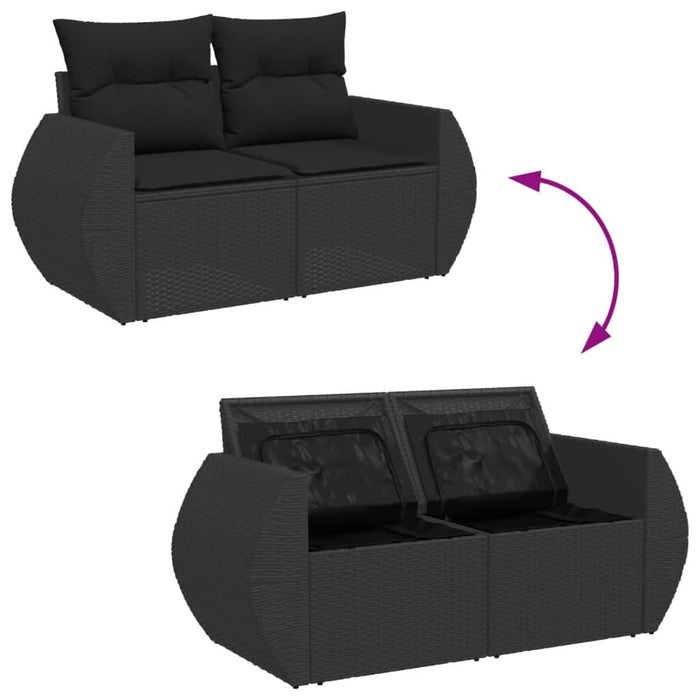 Set mobilier de grădină cu perne, 6 piese, negru, poliratan - WALTI WALTI