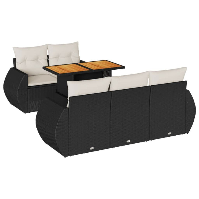 Set mobilier de grădină cu perne, 6 piese, negru, poliratan - WALTI WALTI