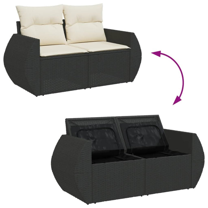 Set mobilier de grădină cu perne, 6 piese, negru, poliratan - WALTI WALTI