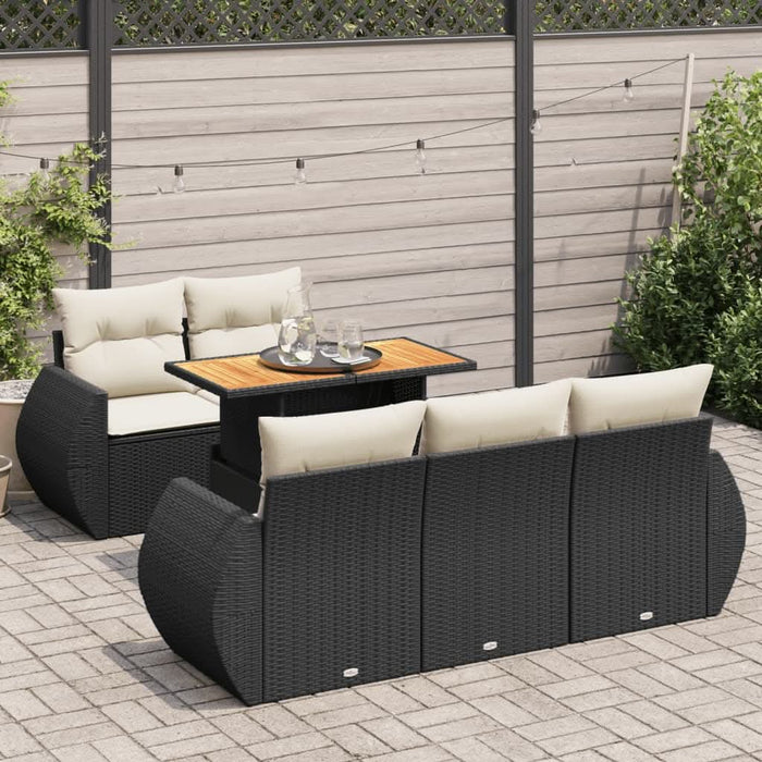 Set mobilier de grădină cu perne, 6 piese, negru, poliratan - WALTI WALTI