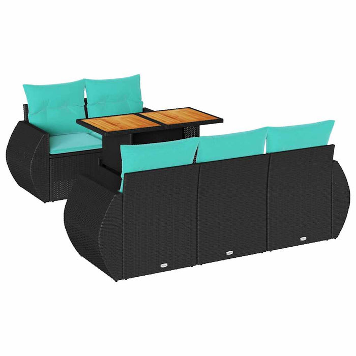 Set mobilier de grădină cu perne, 6 piese, negru, poliratan - WALTI WALTI