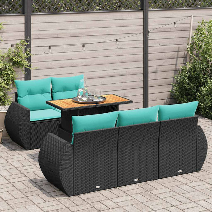 Set mobilier de grădină cu perne, 6 piese, negru, poliratan - WALTI WALTI
