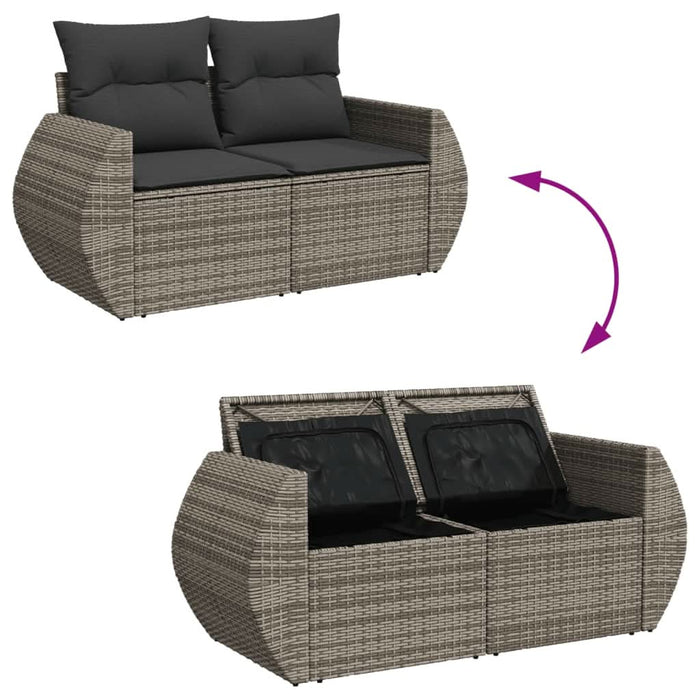 Set mobilier grădină cu perne, 6 piese, gri, poliratan - WALTI WALTI