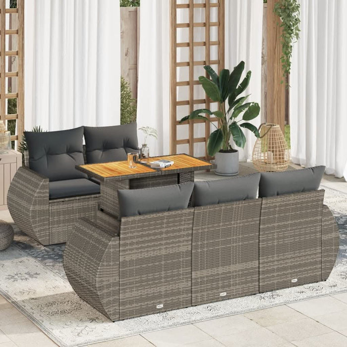 Set mobilier grădină cu perne, 6 piese, gri, poliratan - WALTI WALTI