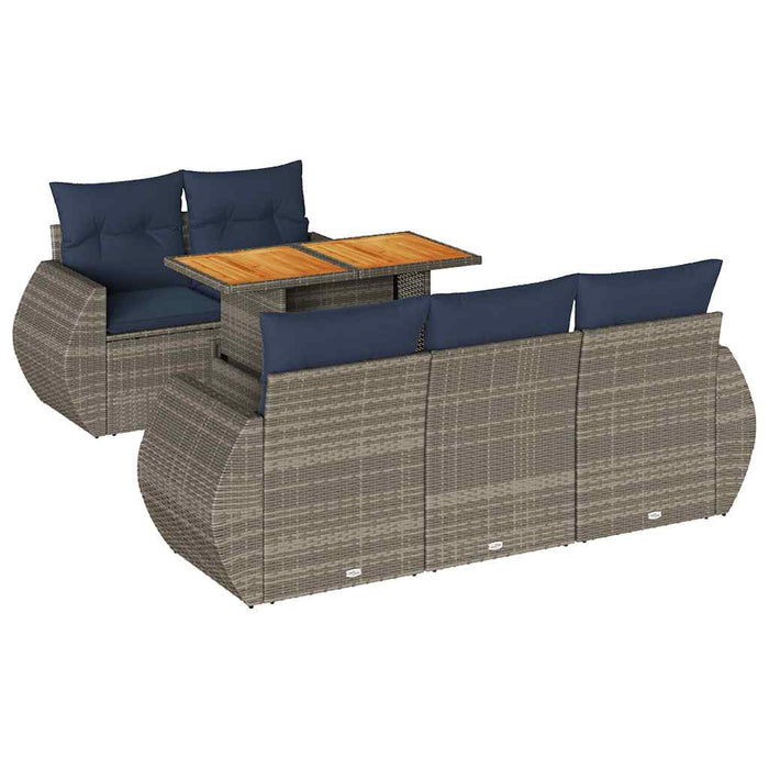 Set mobilier grădină cu perne, 6 piese, gri, poliratan - WALTI WALTI