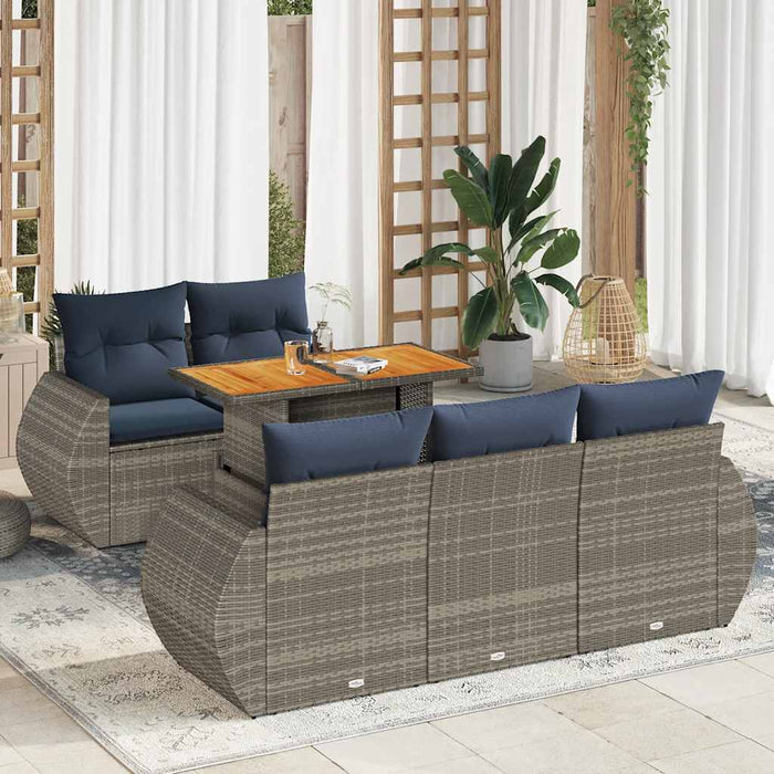 Set mobilier grădină cu perne, 6 piese, gri, poliratan - WALTI WALTI