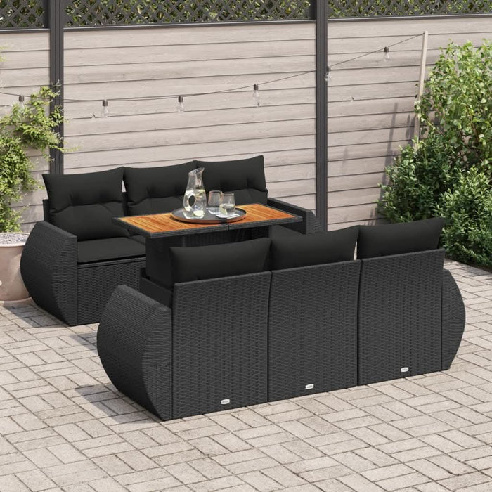 Set canapele de grădină cu perne, 7 piese, negru, poliratan - WALTI WALTI