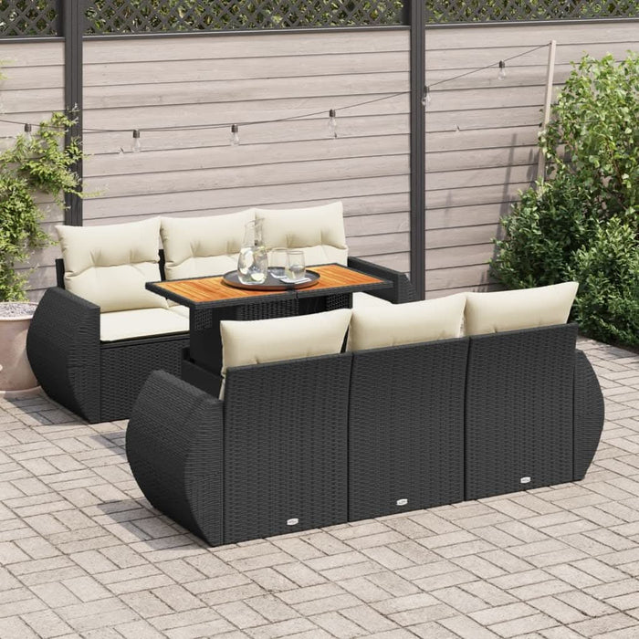 Set canapele de grădină cu perne, 7 piese, negru, poliratan - WALTI WALTI
