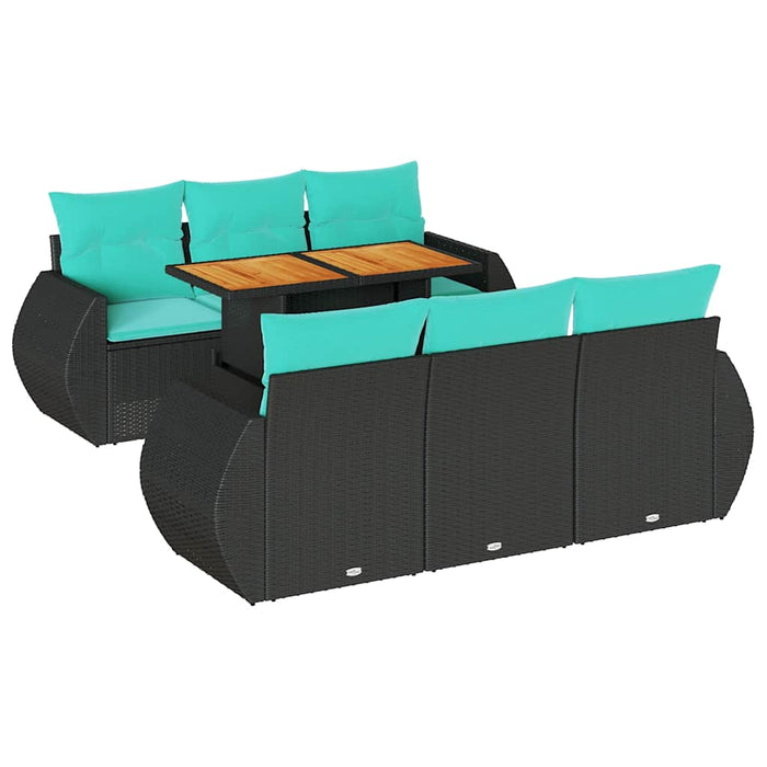 Set canapele de grădină cu perne, 7 piese, negru, poliratan - WALTI WALTI