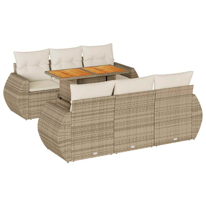 Set canapele de grădină, 7 piese, cu perne, bej, poliratan - WALTI WALTI