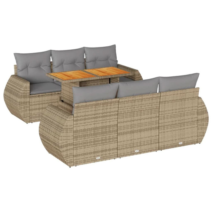Set canapele de grădină, 7 piese, cu perne, bej, poliratan - WALTI WALTI