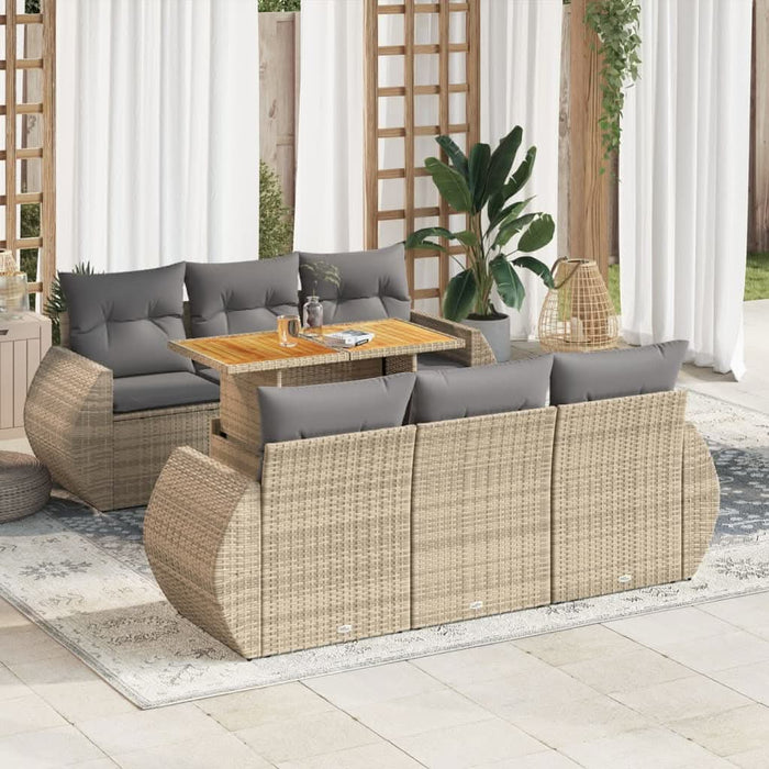 Set canapele de grădină, 7 piese, cu perne, bej, poliratan - WALTI WALTI