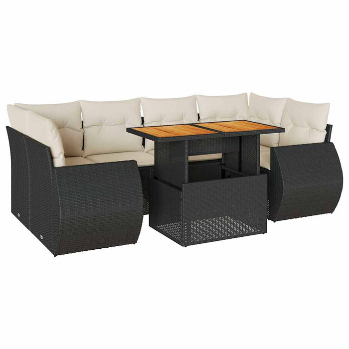 Set canapele de grădină cu perne, 7 piese, negru, poliratan - WALTI WALTI