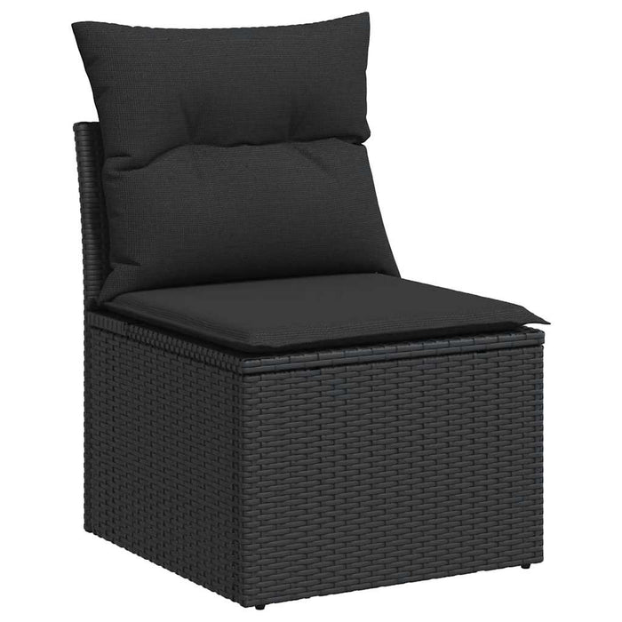 Set mobilier de grădină cu perne, 8 piese, negru, poliratan - WALTI WALTI