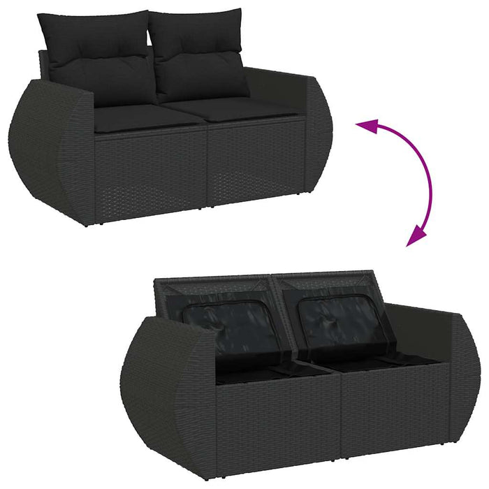 Set mobilier de grădină cu perne, 8 piese, negru, poliratan - WALTI WALTI