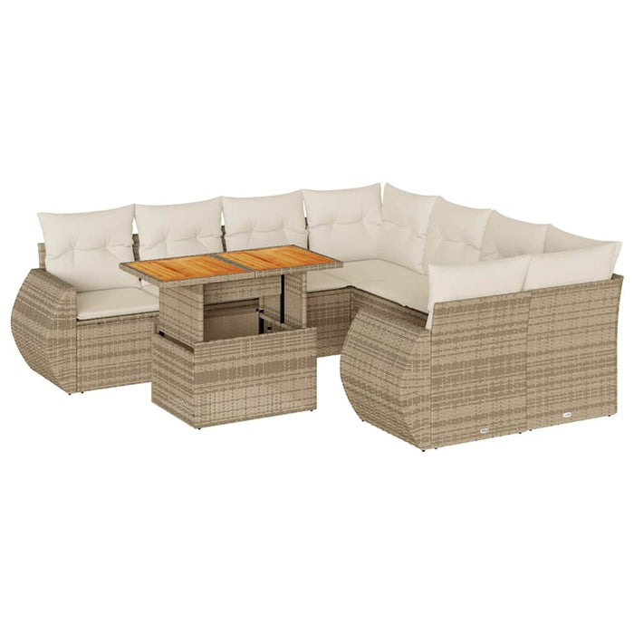 Set canapele de grădină, 9 piese, cu perne, bej, poliratan - WALTI WALTI