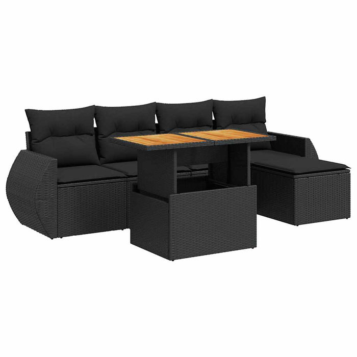Set mobilier de grădină cu perne, 6 piese, negru, poliratan - WALTI WALTI