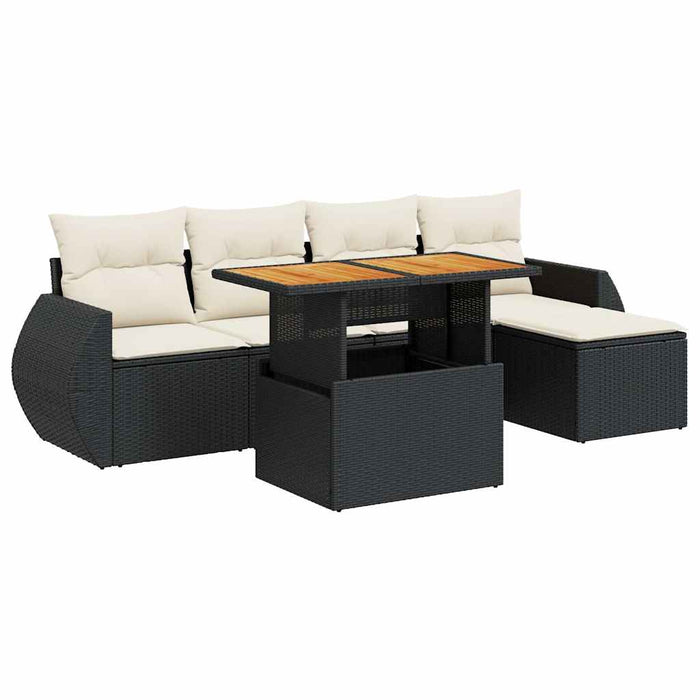 Set mobilier de grădină cu perne, 6 piese, negru, poliratan - WALTI WALTI