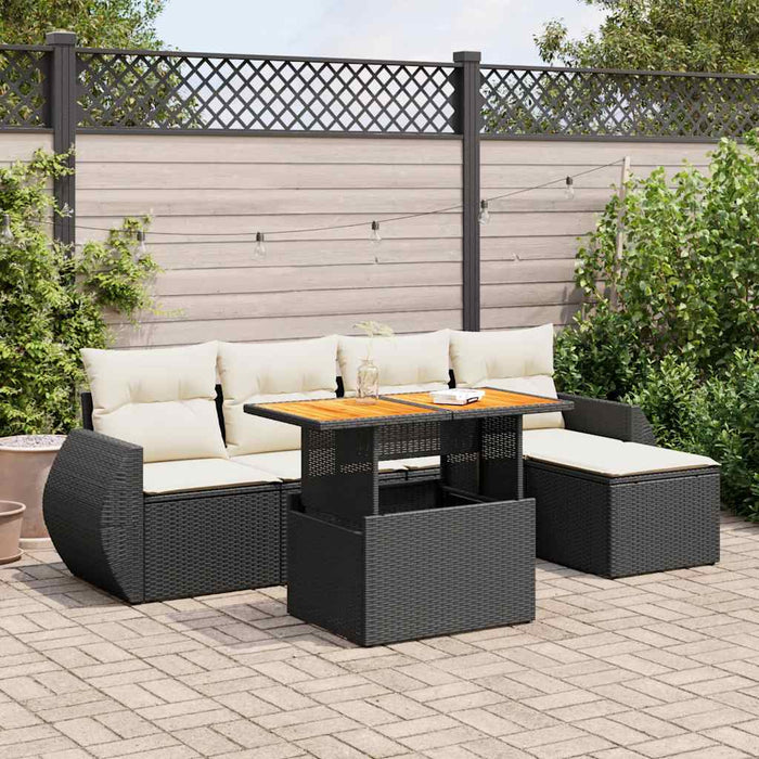 Set mobilier de grădină cu perne, 6 piese, negru, poliratan - WALTI WALTI