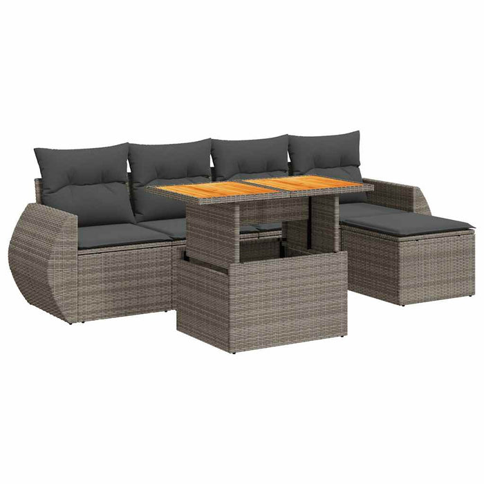 Set mobilier grădină cu perne, 6 piese, gri, poliratan - WALTI WALTI