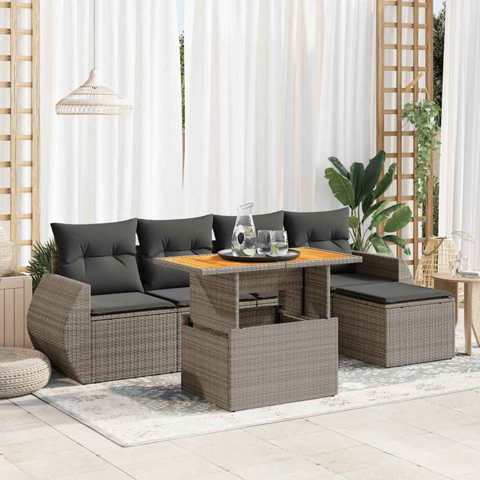 Set mobilier grădină cu perne, 6 piese, gri, poliratan - WALTI WALTI