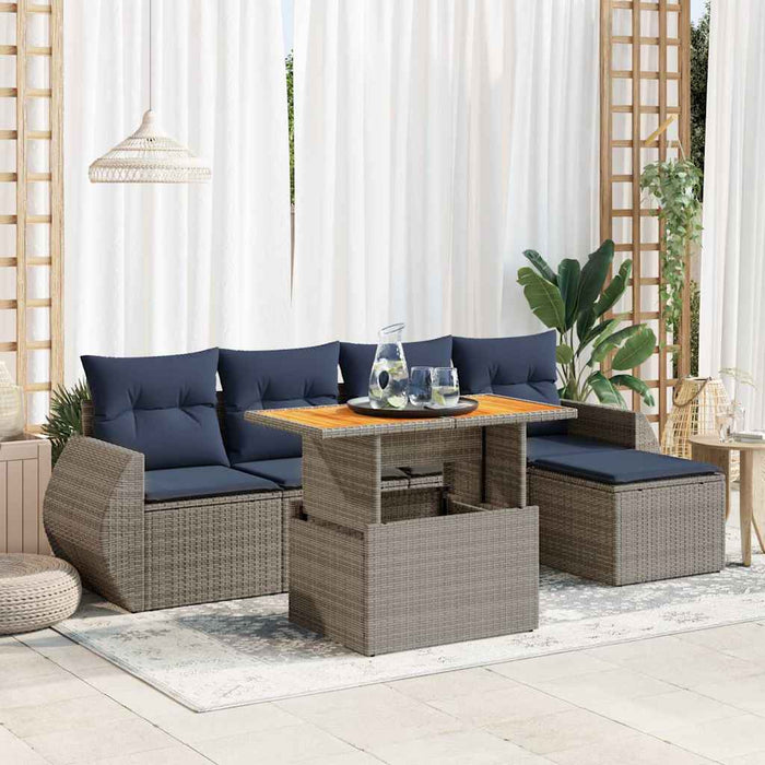 Set mobilier grădină cu perne, 6 piese, gri, poliratan - WALTI WALTI